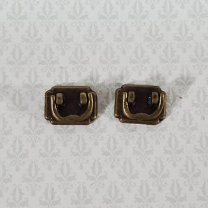 Dollhouse Drawer Pulls or Trunk Handles Set of 2 Antique Brass 1:12 Scale Miniature Accessory
