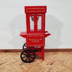 ドールハウス売店用ミニチュアポップコーンポッパー 1:12スケール 動く車輪付き