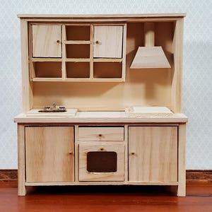Dollhouse Kitchen Oven Stove Sink Cupboards All in One 1:12 Scale Unpainted DIY