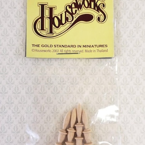 Dollhouse Miniature Finials Architectural Ornament Wood x4 Pieces 1:12 Scale 7/8&quot;