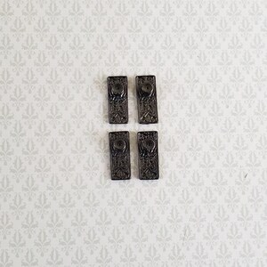 Dollhouse Miniature Doorknobs with Plate Dark Pewter Fancy Set 1:12 Scale