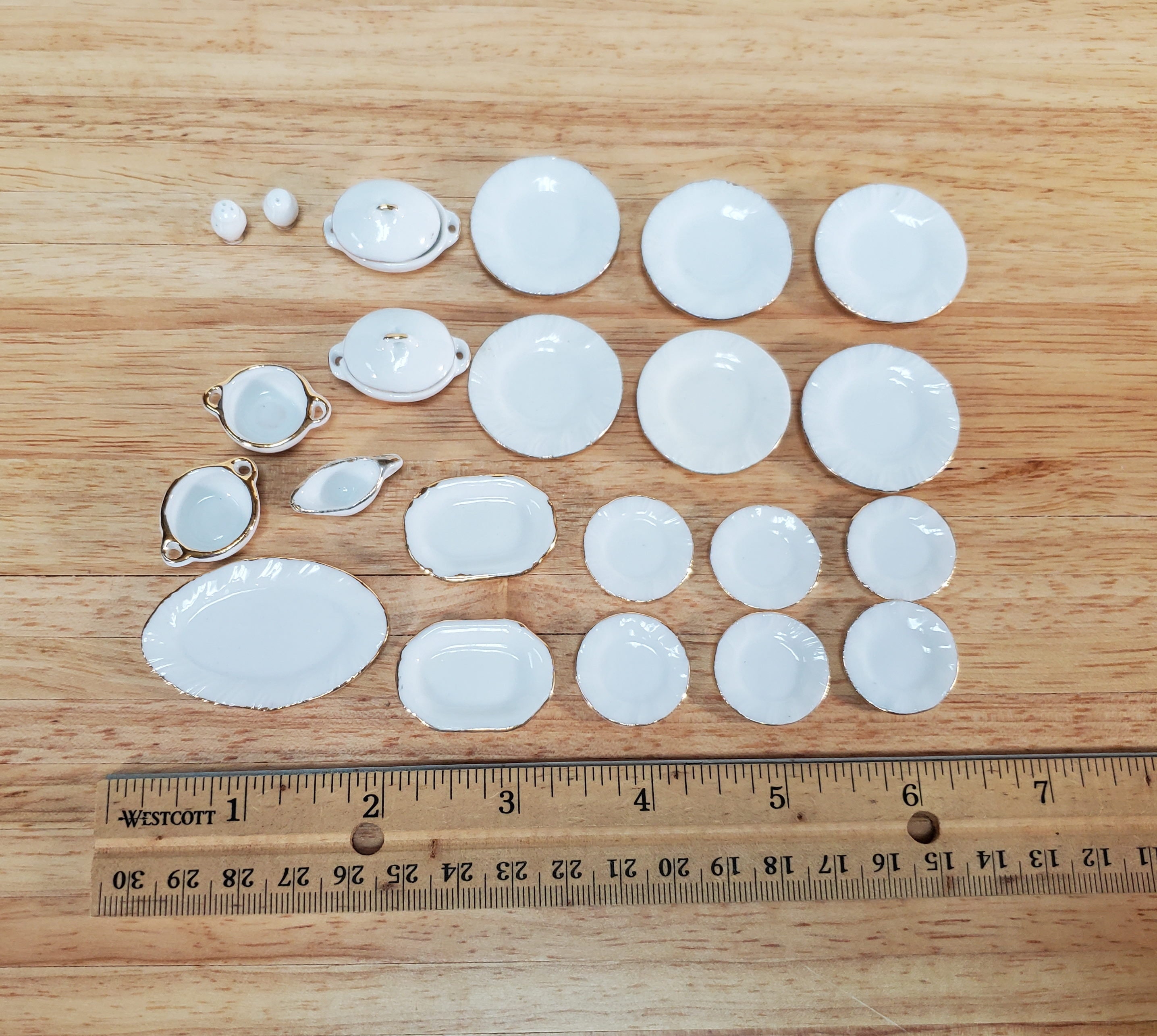 Miniature 1:6 Scale Dinner Set White & Gold Plates Plater | Etsy