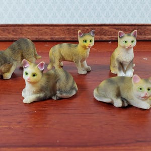 5匹のドールハウス猫 トラ猫 縞模様の子猫 1:12スケール 動物 猫
