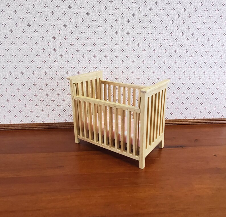 Dollhouse Miniature Crib Wood Light Oak Drop Side 112 Scale Etsy