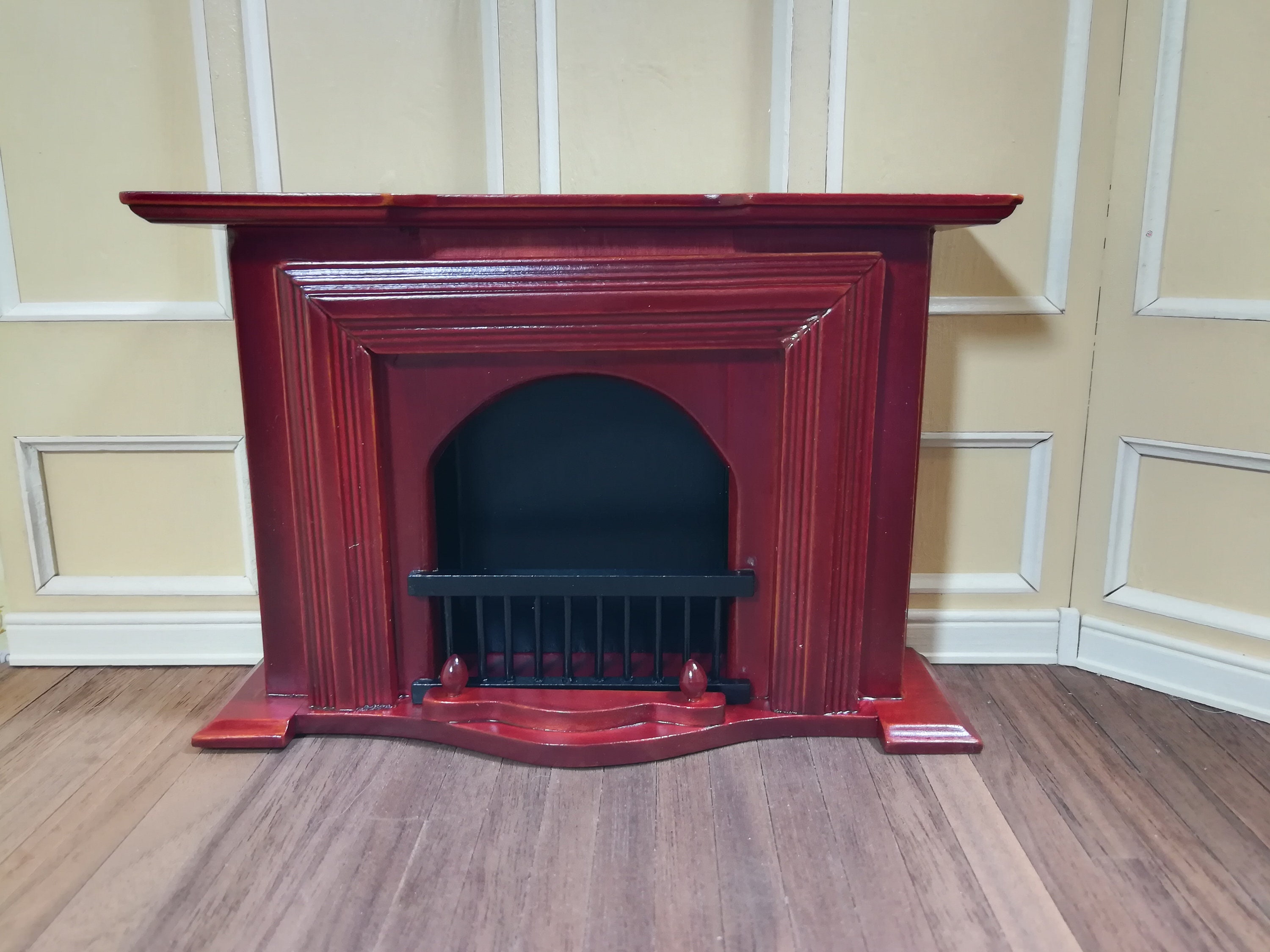 Dollhouse Miniature Furniture Mahogany Fireplace 1:12 Model Living Room Decor 