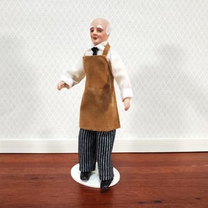 Dollhouse Man Shopkeeper Bartender Porcelain Male Poseable 1:12 Scale Miniature