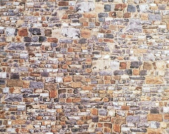 Dollhouse Embossed Old Stone Wall Weathered Aged Card 1:12 Scale Miniature