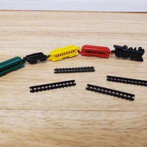 Dollhouse Train Set with Tracks Toy Painted Metal 1:12 Scale Miniature Nursery