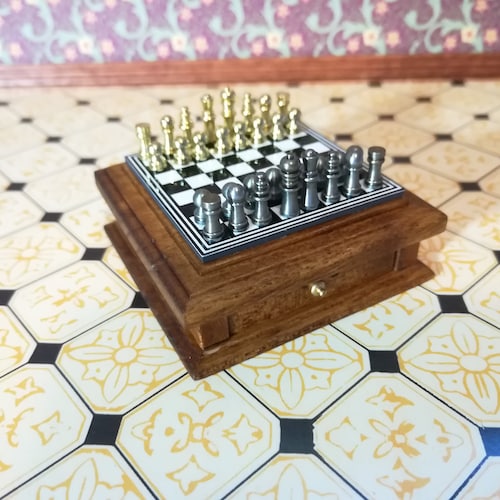 Melody Jane Dollhouse Chess Set - 1:12 Scale Miniature With Wooden Storage Drawer, 2 Inch Width - View #13