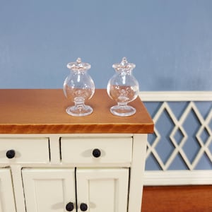 Dollhouse Glass Candy Jars Pot Belly with Removable Lids 1:12 Scale Miniature