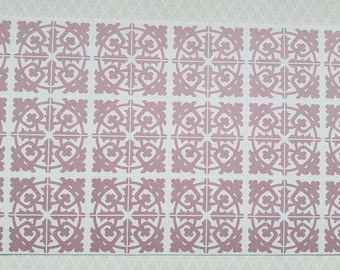 Dollhouse Miniature Tile Floor Sheet Muted Maroon & Cream 1:12 Scale Break Off Pieces