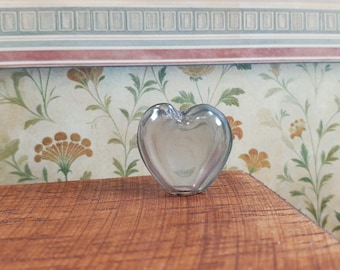Dollhouse Heart Shaped Glass Bud Vase Smoky Gray 1:12 Scale Miniature