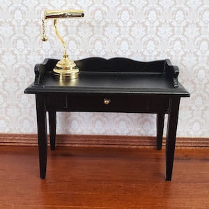 Dollhouse Miniature Battery Light Desk Table Lamp Gold Brass 1:12 Scale