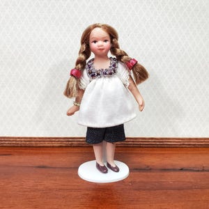 Dollhouse Modern Girl Doll Braids Porcelain Poseable 1:12 Scale Miniature