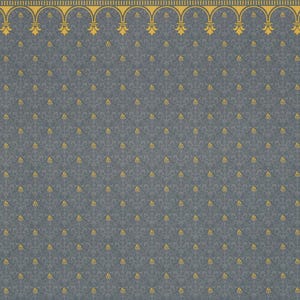 Dollhouse Miniature Wallpaper Brodnax Victorian Blue & Gold &quot;Flambeau&quot; 1:12 Scale