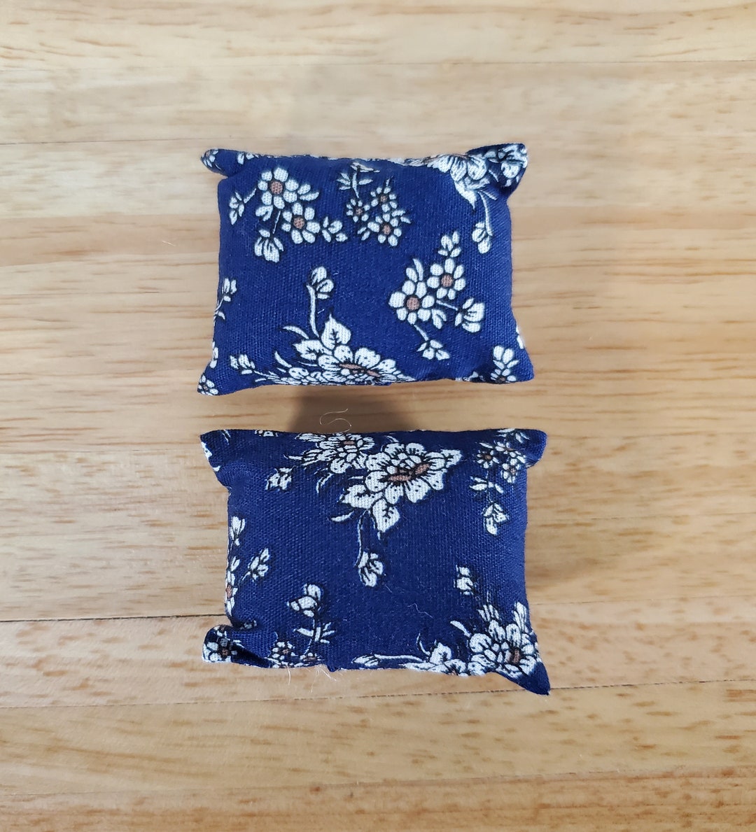 Dollhouse Pillows Navy Blue & White Floral Set of 2 112 Scale