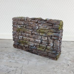 Miniature Aged Stone Wall for Garden 1:12 Scale Scenery 4.5" x 3" Resin