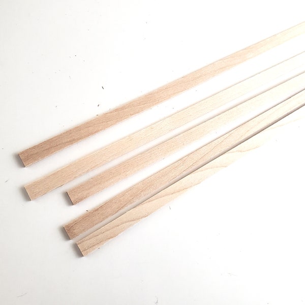 Maple Wood Strips 5 Pieces 1/16" x 1/4" x 18" Long Crafts Models Miniatures