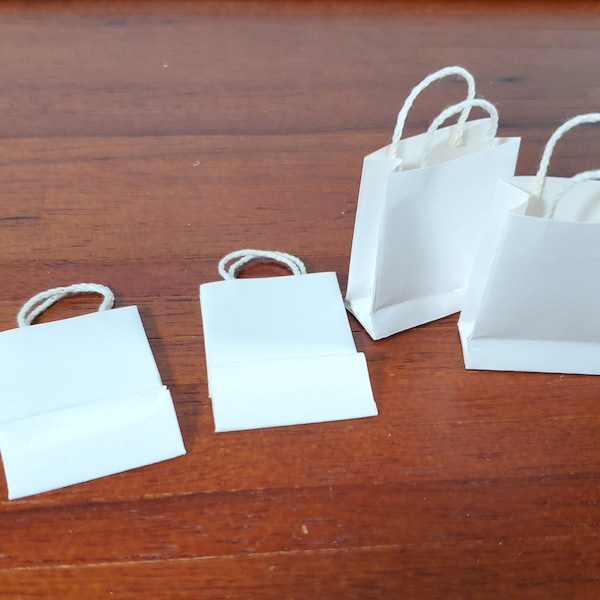 Dollhouse All White Shopping Bags x4 1:12 Scale Miniature Accessories