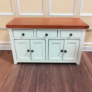 Dollhouse Miniature Kitchen Cabinet with Counter Top Buffet 1:12 Scale Cream