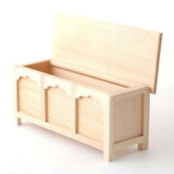 ドールハウスミニチュア未完成木製チェストブランケットトランク1:12