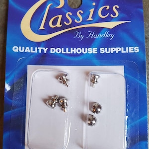 Dollhouse Miniature Knobs Silver Nickel for Door or Drawer Pulls x6 1:12 Scale Modern