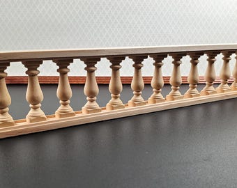 Dollhouse Balustrade Porch Balcony Railing 1 Piece 13 3/8" x 2" 1:12 Scale Miniature