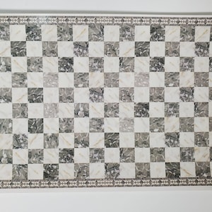 Dollhouse HALF SCALE Marble Tile Sheet with Border Gray Brown White Floor 1:24 World Model