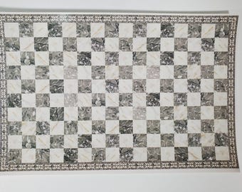 Dollhouse HALF SCALE Marble Tile Sheet with Border Gray Brown White Floor 1:24 World Model