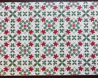 Dollhouse Miniature Tile Floor Sheet Red Green Cream 1:12 Scale Break Off Pieces