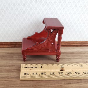 Dollhouse Miniature Library or Bed Steps 1:12 Scale Wood Mahogany Finish image 4