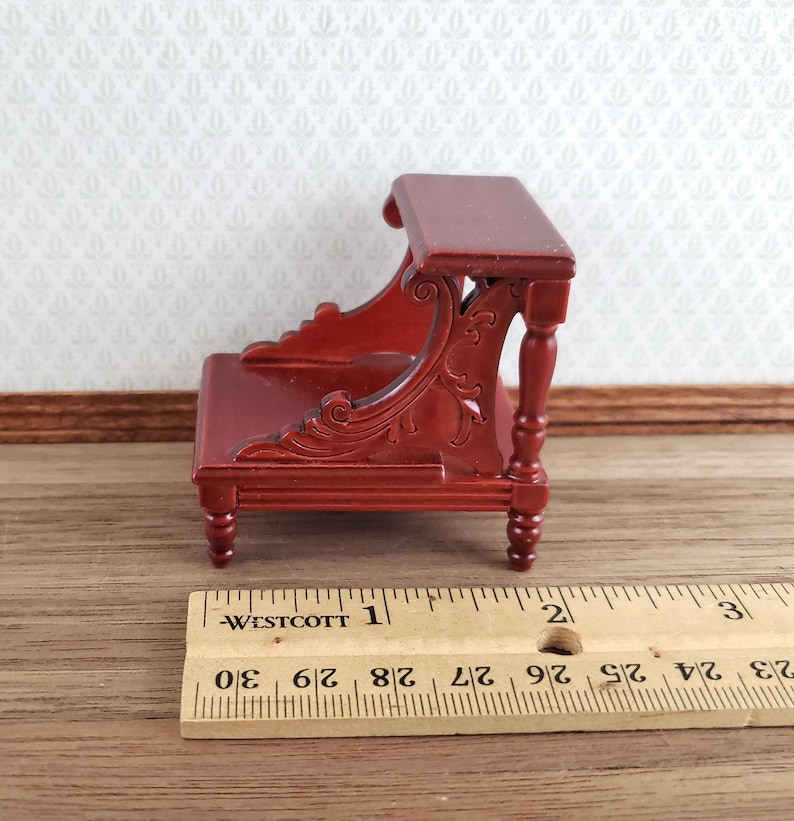 Dollhouse Miniature Library or Bed Steps 1:12 Scale Wood Mahogany Finish image 4