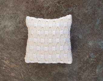 Dollhouse Miniature Pillow Ecru Weave Handmade 1:12 Scale 1 1/2"
