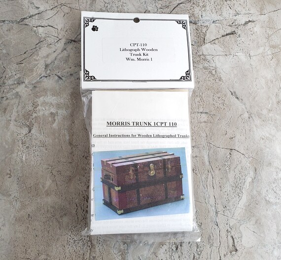 Lithograph Doll's Trunk Style Dollhouse Miniature Trunk Kit 1:12 Scale 