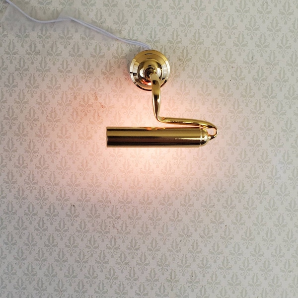 Dollhouse Picture Light Gold Brass 12 Volt with Plug 1:12 Scale Miniature Lamp