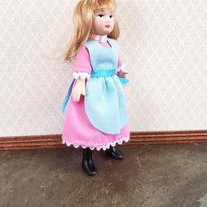Dollhouse Miniature Girl Doll Porcelain Poseable 1:12 Scale Pink Dress