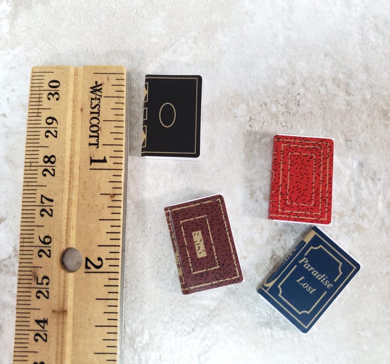 Dollhouse Books with Blank Pages Set of 4 1:12 Scale Miniature Library image 2