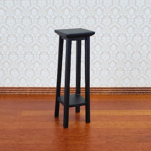 Dollhouse Miniature Tall Fern or Plant Stand Wood Black 1:12 Scale Furniture