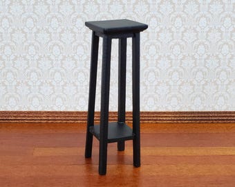 Dollhouse Miniature Tall Fern or Plant Stand Wood Black 1:12 Scale Furniture
