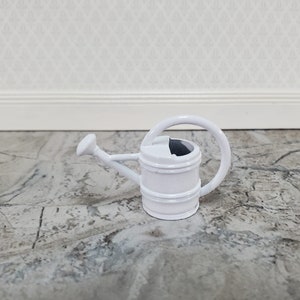 Dollhouse Metal Watering Can with Handle White 1:12 Scale Miniature Garden