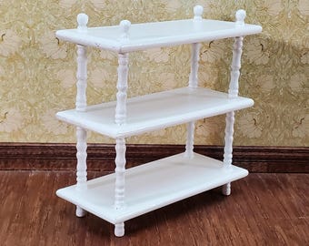 Dollhouse 3 Shelf Plant Stand or Bookcase Bookshelf 1:12 Scale Furniture White