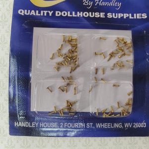 Brass Nails Brads Small Tiny Thin 3/32&quot; Pack of 100 Dollhouse Miniatures Hardware