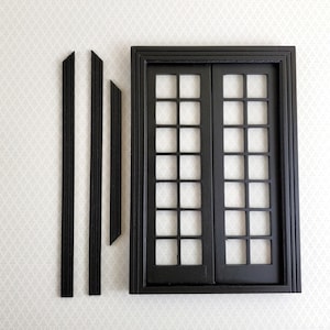 Dollhouse Double French Doors with Windows BLACK 1:12 Scale Miniature Interior Exterior
