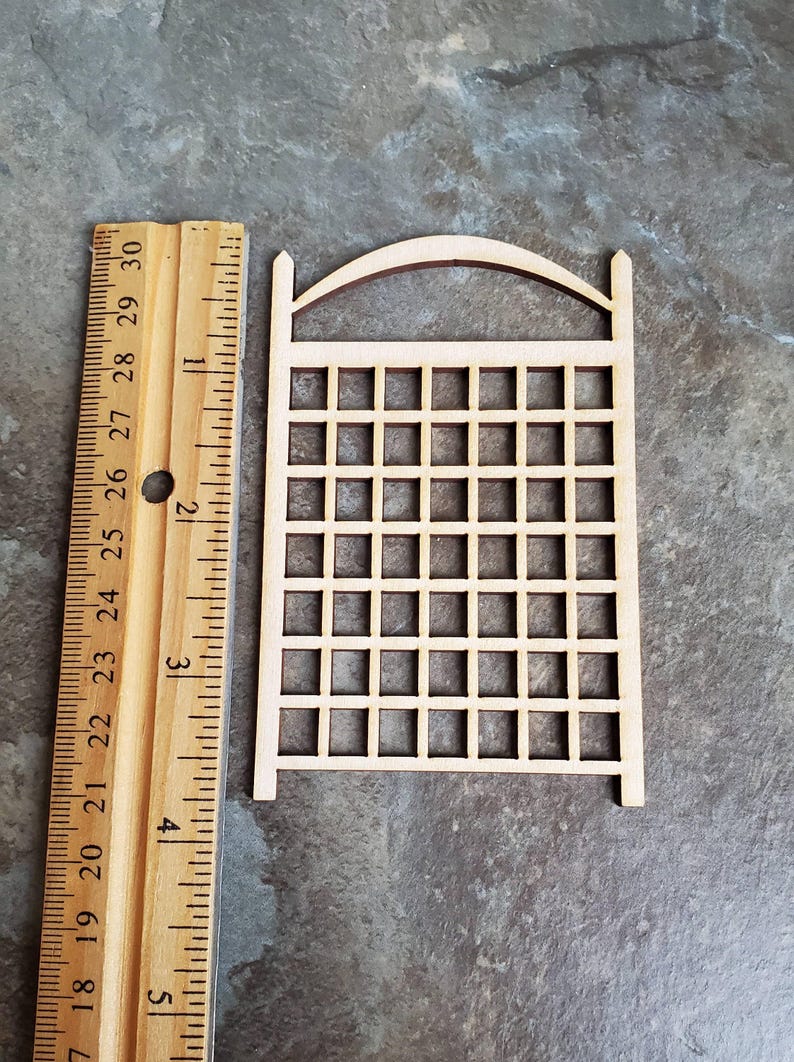 Dollhouse Miniature Garden Trellis for Flowers Small Wood 3 3/4" Unpainted image 2