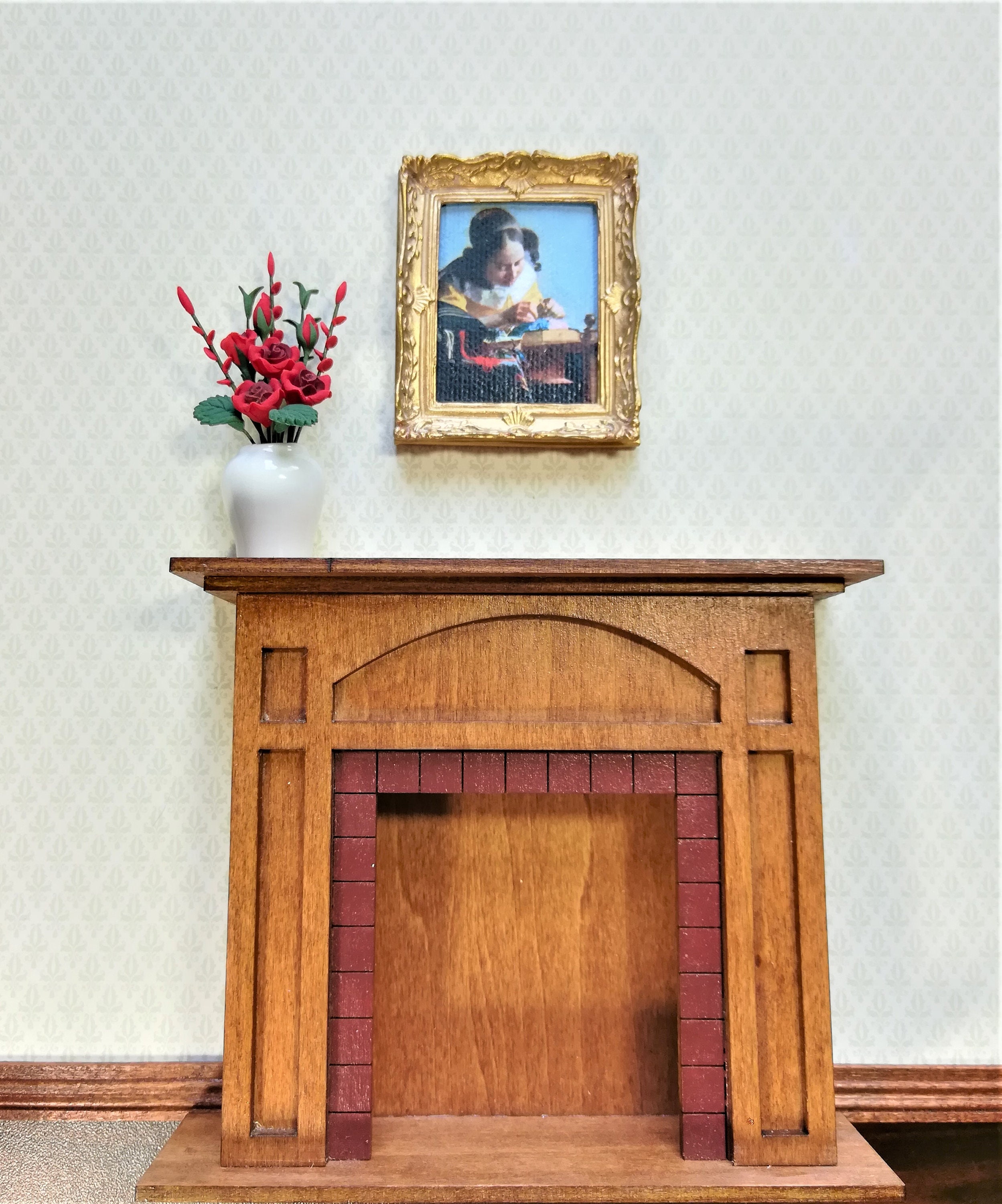 Dollhouse Miniature Painting Vermeer The Lace Maker 1:12 Scale Gold Frame
