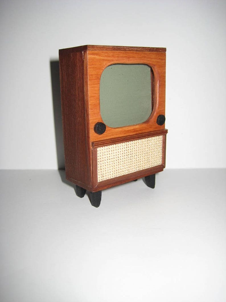 Dollhouse Miniature Retro Style TV Set 112 Scale 1950s 1960s Etsy