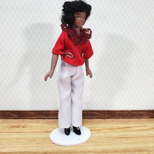 Dollhouse Modern Woman Black Brown Doll Mom Mother 1:12 Scale Miniatures