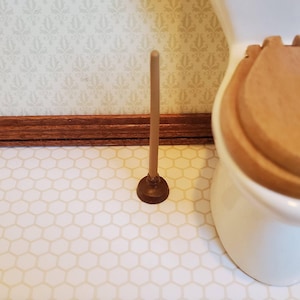 Dollhouse Miniature Toilet Plunger 1:12 Scale Bathroom Accessories