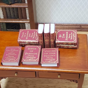 Dollhouse Book Set x10 Henry Wadsworth Longfellow 1:12 Scale (blank inside)