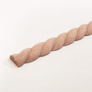 Miniature Wood Trim Flat Back Rope Style Relief Molding 5/16&quot; x 18&quot; Dollhouse Ceilings Walls